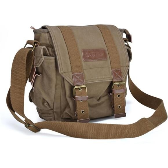 Canvas Messenger Bag - Small Vintage Shoulder Purse Crossbody Satchel - Picture 3 of 7